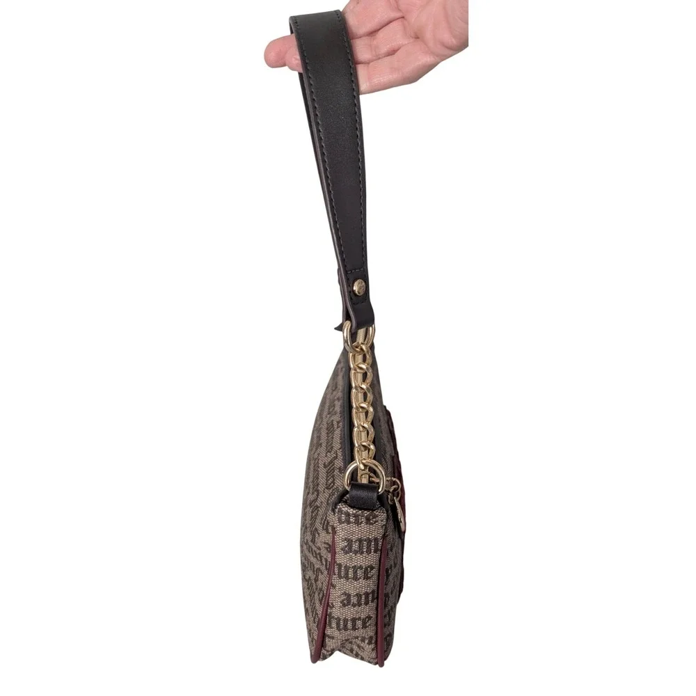 Juicy Couture Y2K Monogram Baguette Purse Shoulder Bag Textured Logo Heart Charm